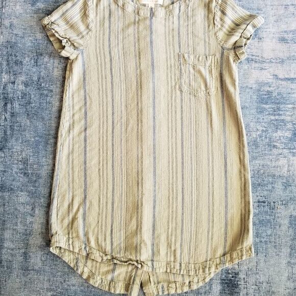Cloth & Stone Green Blue Striped Tunic Dress Med - Picture 6 of 7